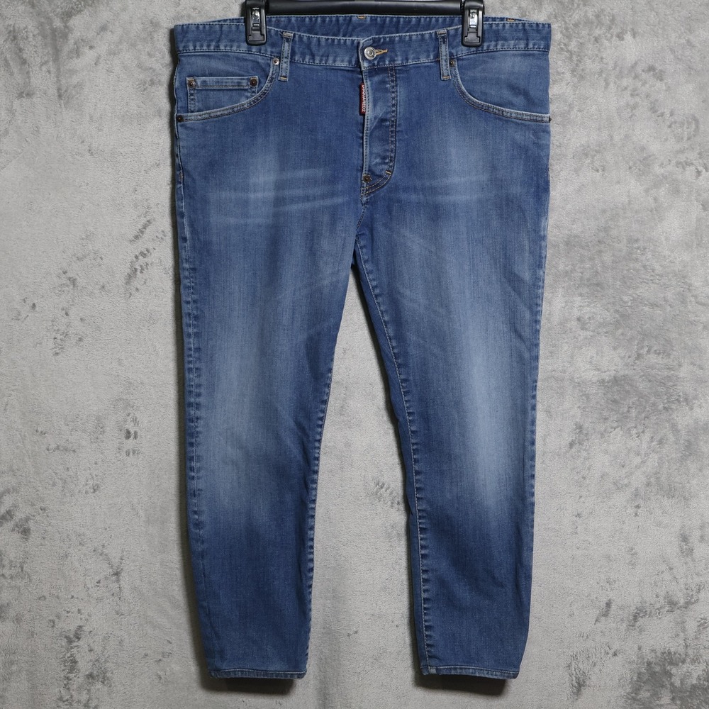 Dsquared2 Jeans Mens 37x24.5 Blue Super Twinky Extra-Slim Cropped Button Fly
